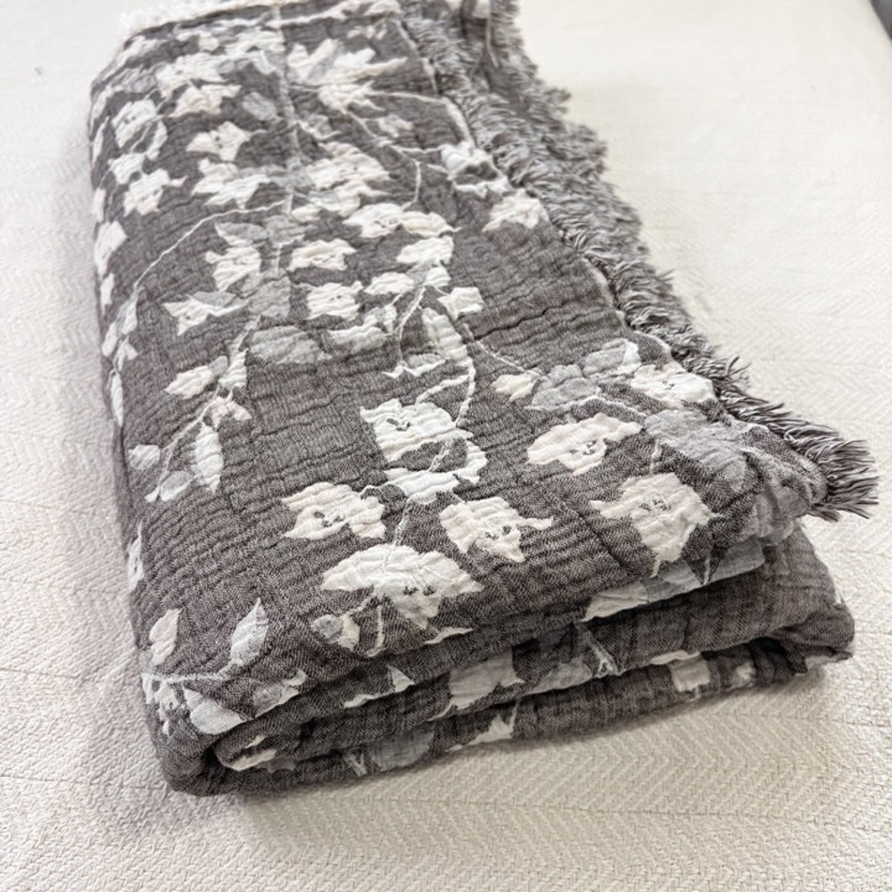 Queen Organic Cotton 2 Side Loom Weave Bedspread Earth Brown Ecru  Bedspread NEW